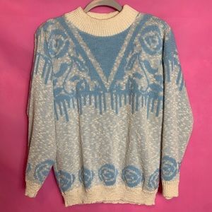Vintage 80s Weathered Blues 100% Acrylic Sweater